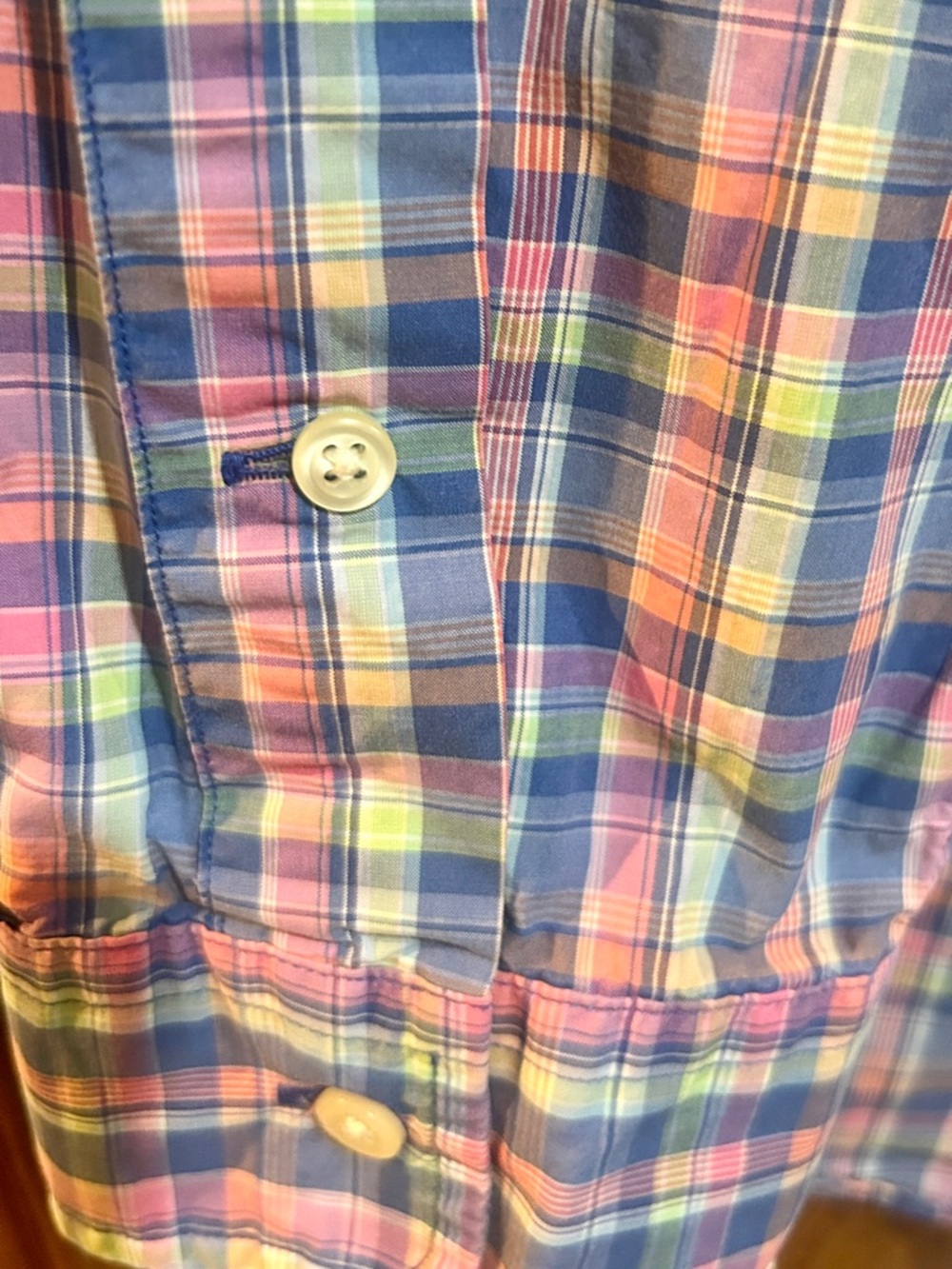 Lauren Ralph Lauren Pink Plaid Oxford Shirt Women’s L – Multicolor Button Down - Picture 6 of 10